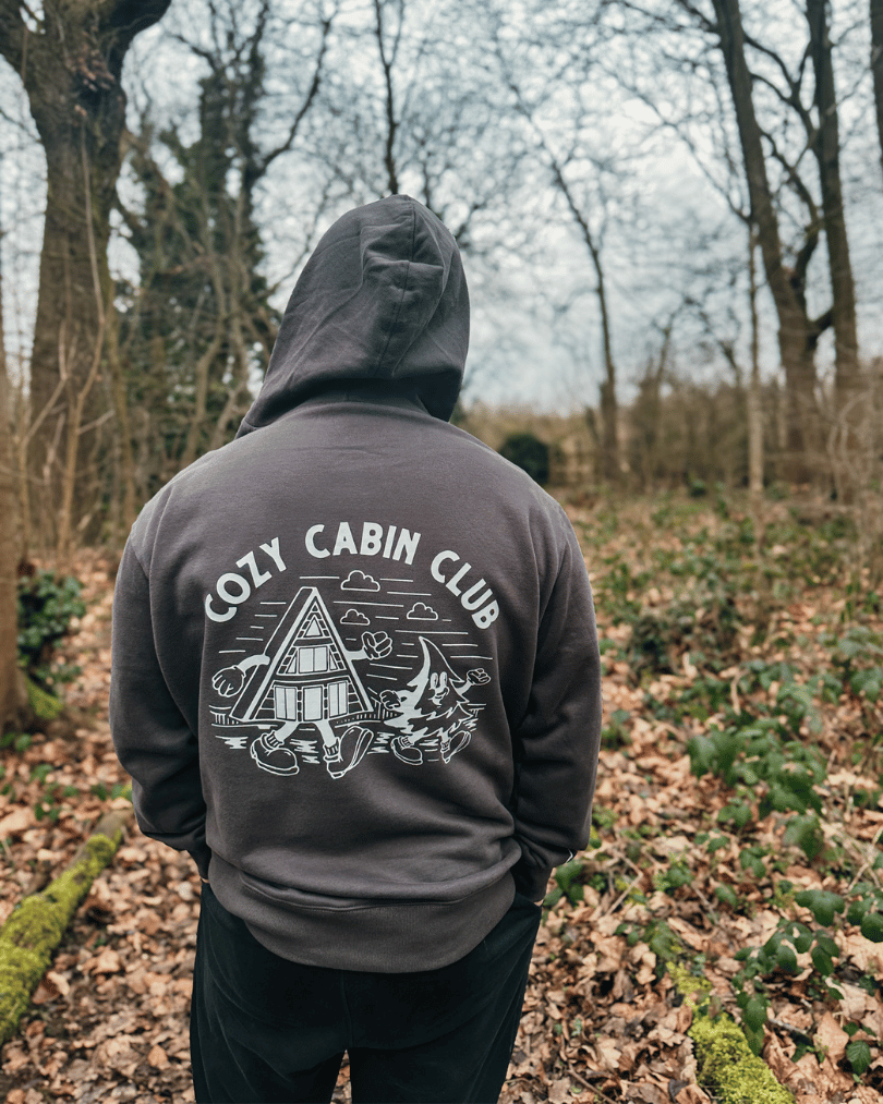 The Cozy Cabin Club Hoodie in Charcoal