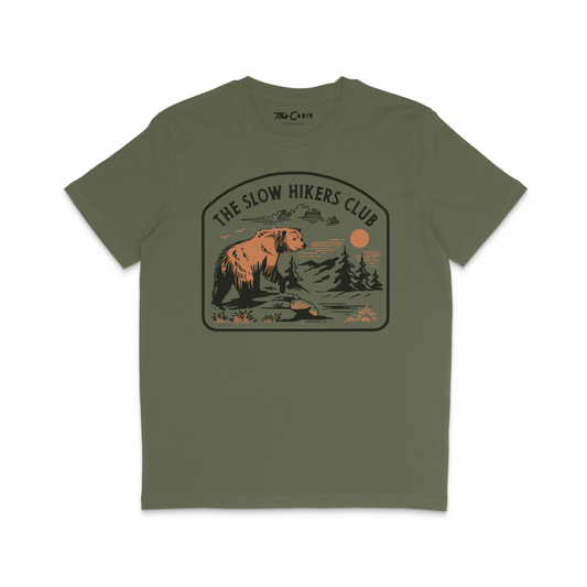 The Slow Bear Tee in Olive - Front Print