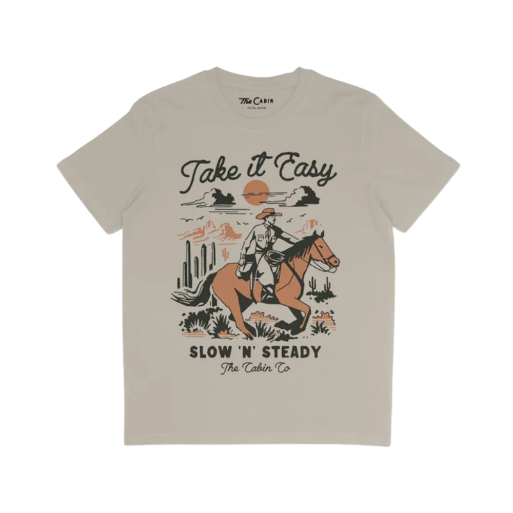 The Take it Easy Tee in Stone - Front Print