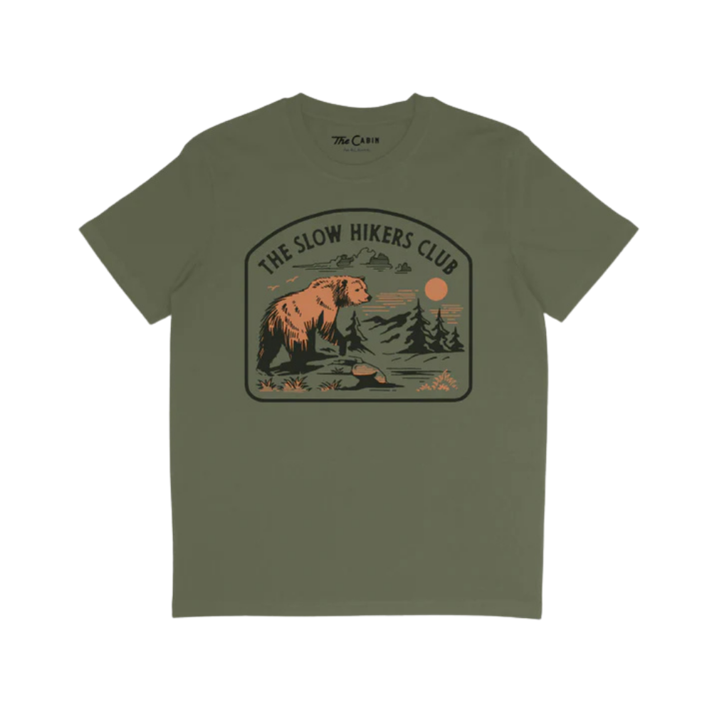 The Slow Bear Tee in Olive - Front Print