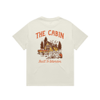 The Homestead heavyweight graphic tee with woodland cabin, 4x4 and Built To Wander artwork