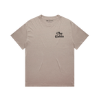 Tough By Nature A-frame cabin t-shirt with pine trees and The Cabin Co. Est. 2023 artwork, view 2