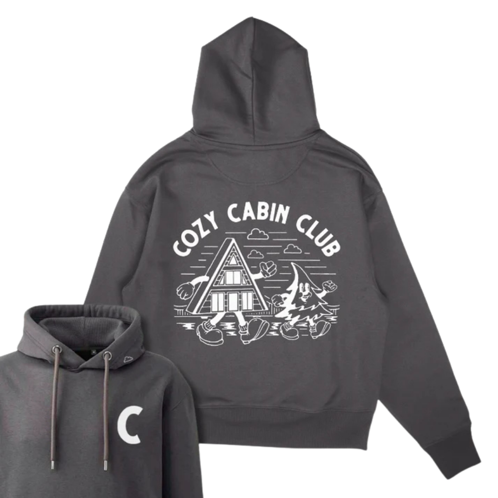 The Cozy Cabin Club Hoodie in Charcoal