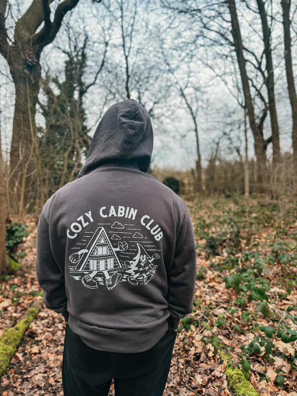 The Cozy Cabin Club Hoodie in Charcoal