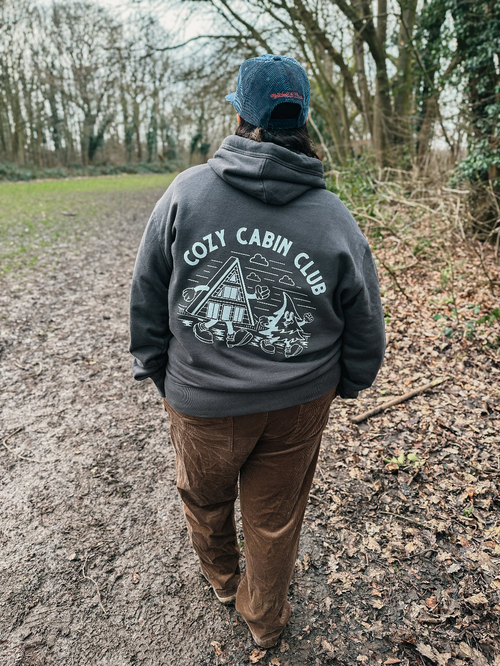 The Cozy Cabin Club Hoodie in Charcoal